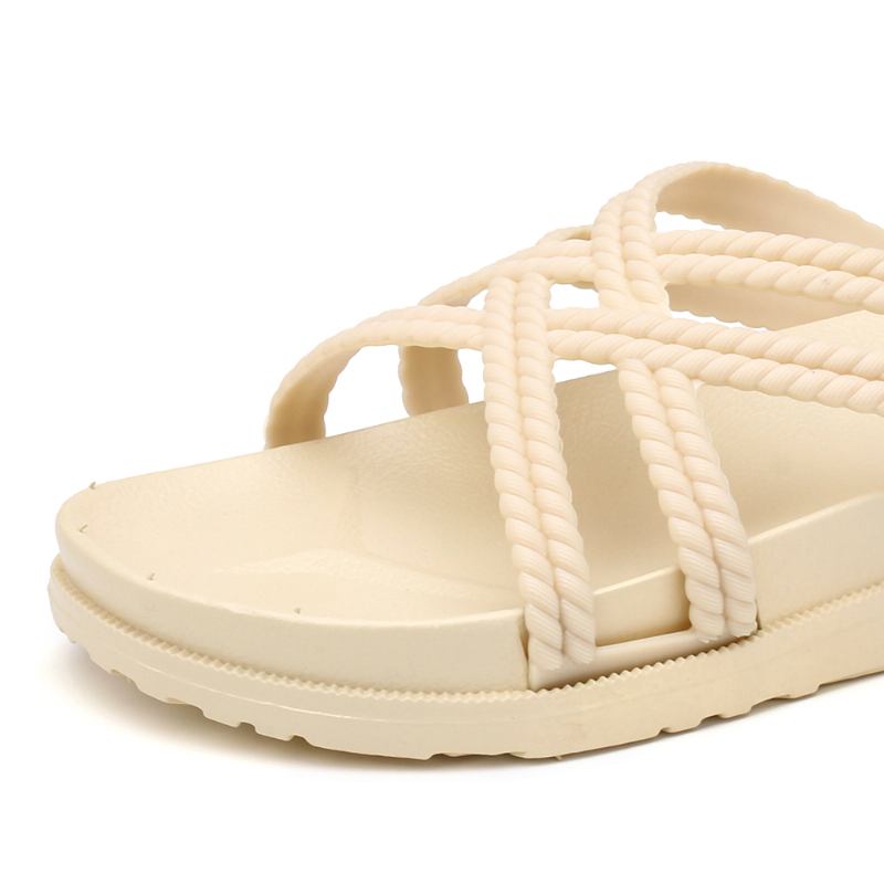 Kvinnor Enfärgad Cross Band Hem Flats Sandaler