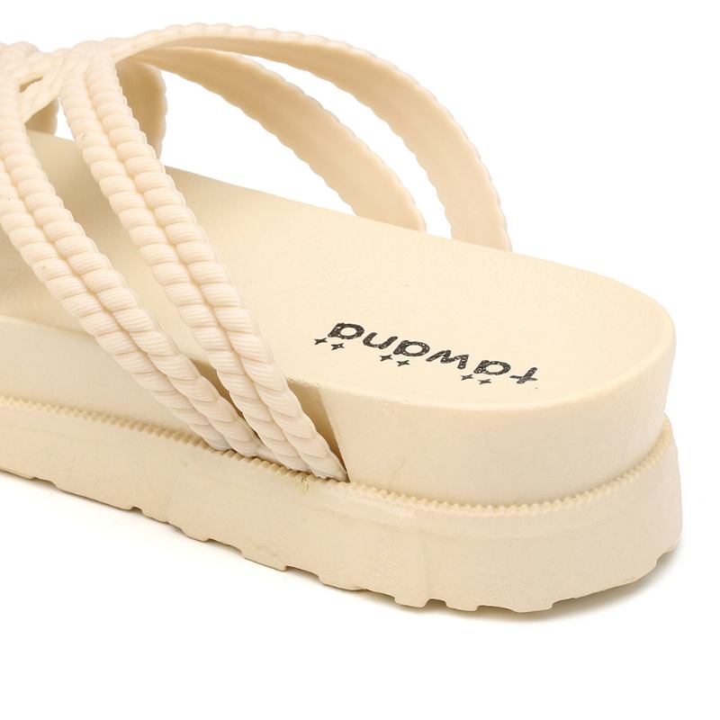 Kvinnor Enfärgad Cross Band Hem Flats Sandaler