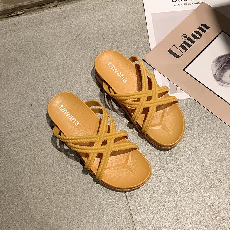 Kvinnor Enfärgad Cross Band Hem Flats Sandaler
