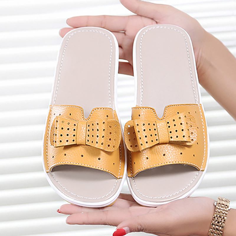 Läder Kvinnor Platform Wedges Tofflor