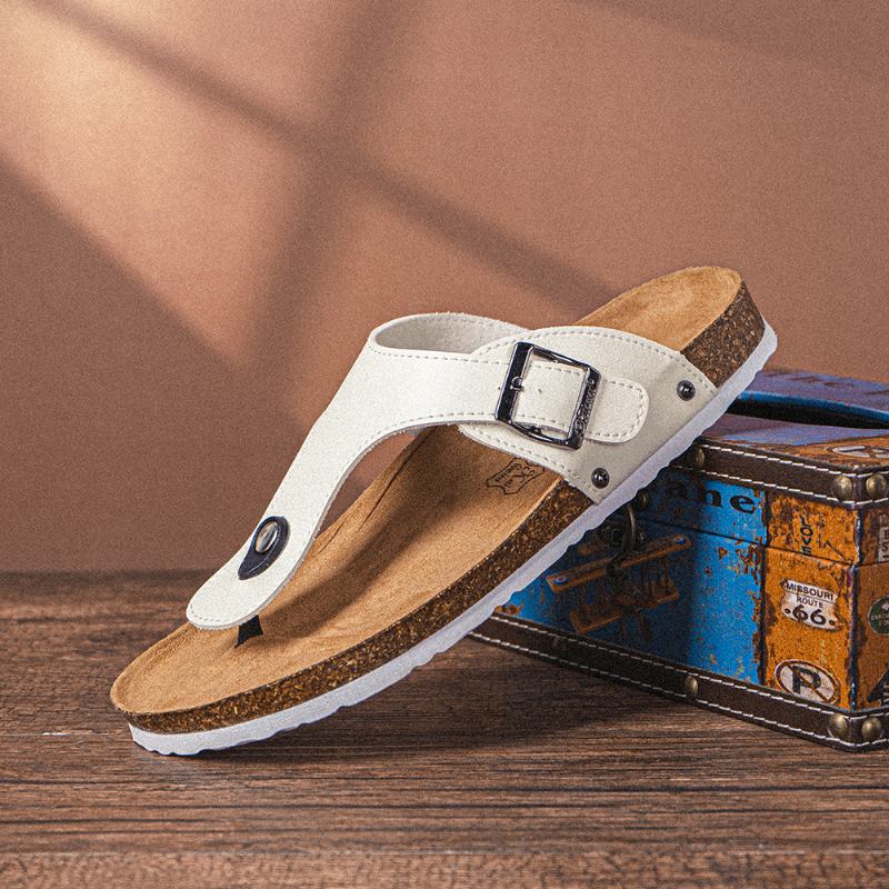 Män Andas Halkfri Korkbotten Beach Flip Flops Casual Tofflor