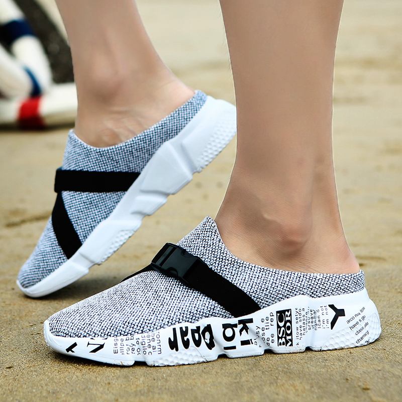 Män Andas Mjuk Sula Halkfri Vadderade Casual Beach Tofflor