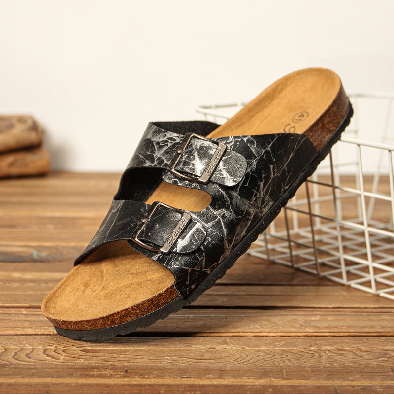 Män Andas Öppnade Halkfria Korkbotten Beach Casual Slide Tofflor