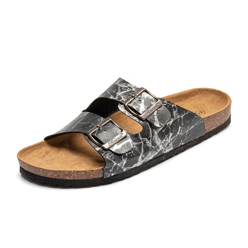 Män Andas Öppnade Halkfria Korkbotten Beach Casual Slide Tofflor