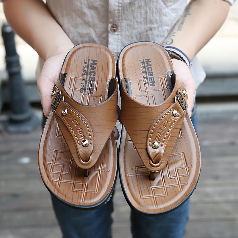 Män Microfiber Andas Mjuk Botten Clip Toe Casual Beach Tofflor