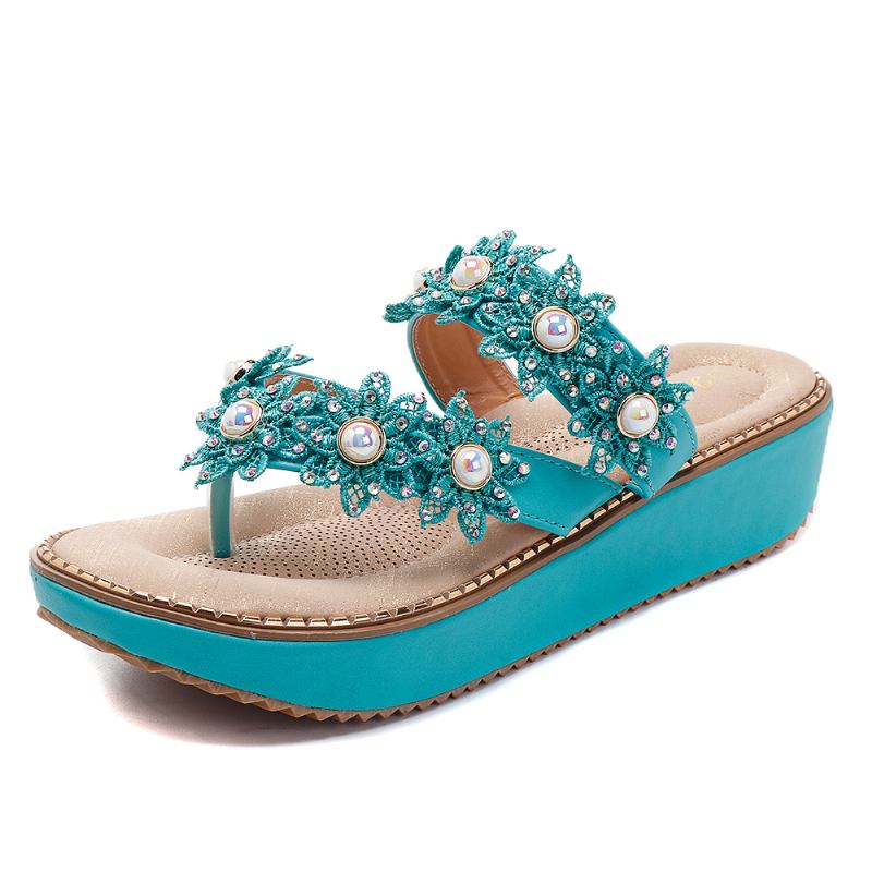 Retro Rhinestone Flowers Soft Tofflor