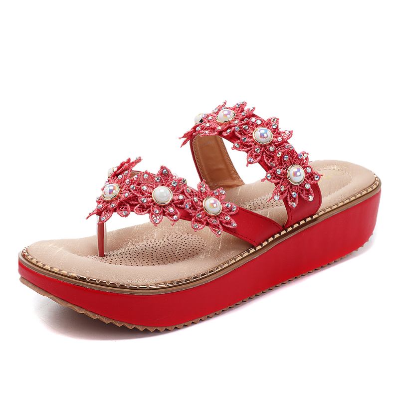 Retro Rhinestone Flowers Soft Tofflor