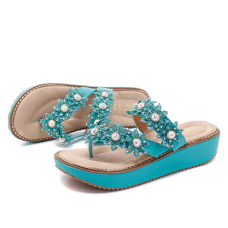 Retro Rhinestone Flowers Soft Tofflor