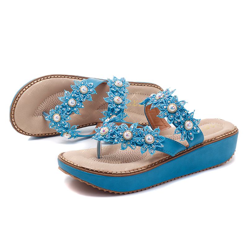 Retro Rhinestone Flowers Soft Tofflor