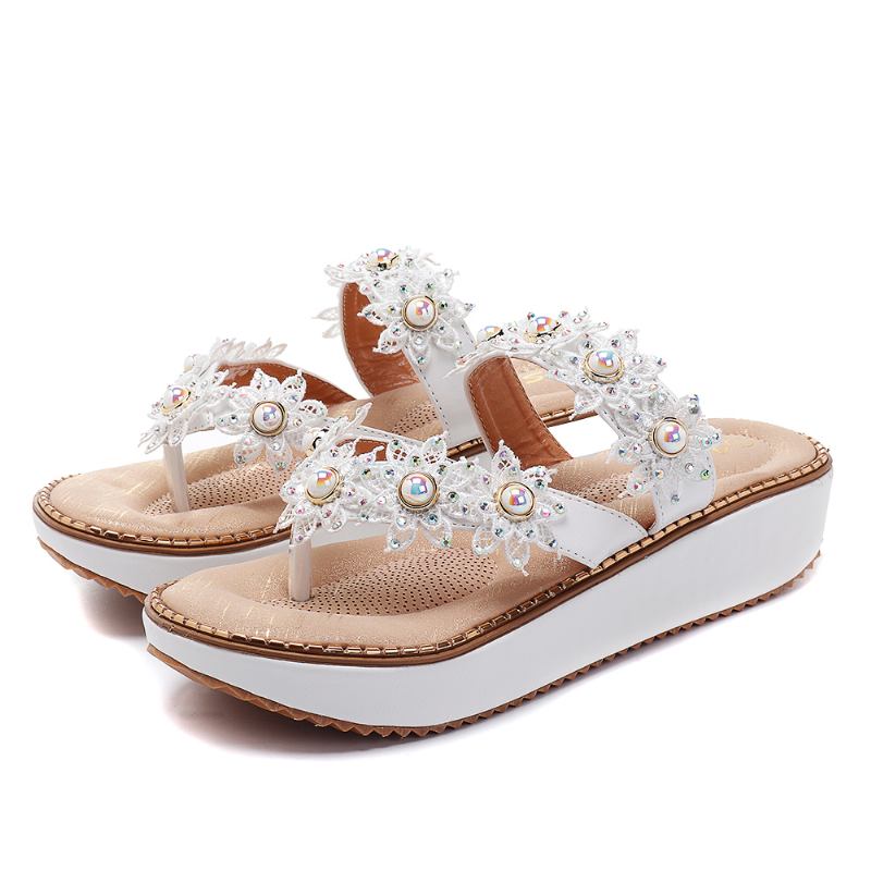 Retro Rhinestone Flowers Soft Tofflor