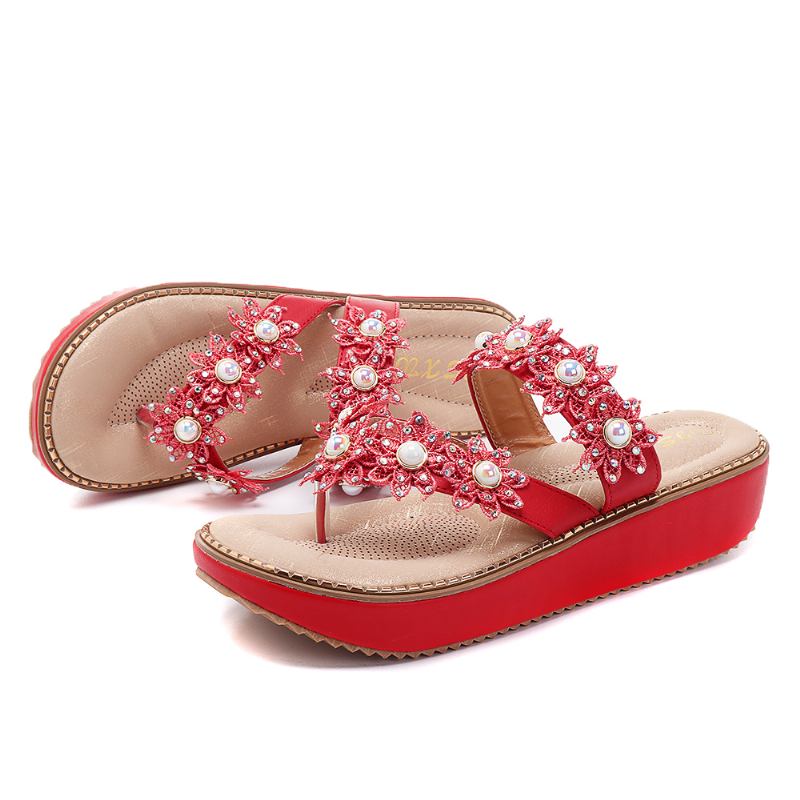Retro Rhinestone Flowers Soft Tofflor