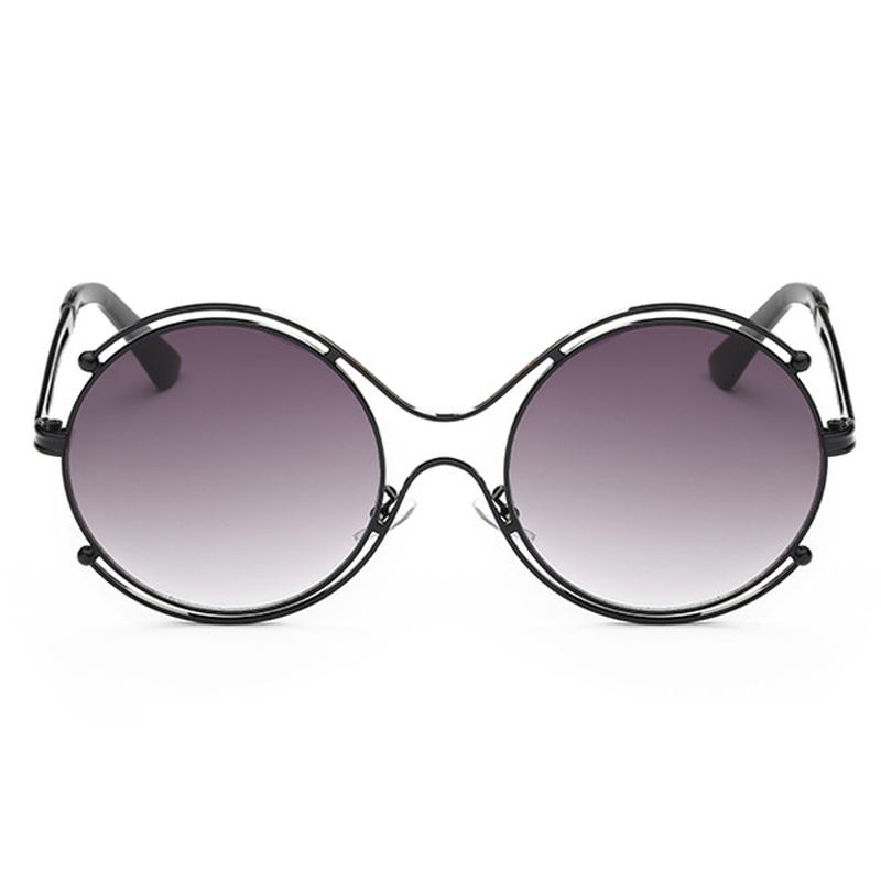 Dam Unisex Vintage Anti-uv Dubbelring Solglasögon Retro Steampunk Runda Spegelglasögon