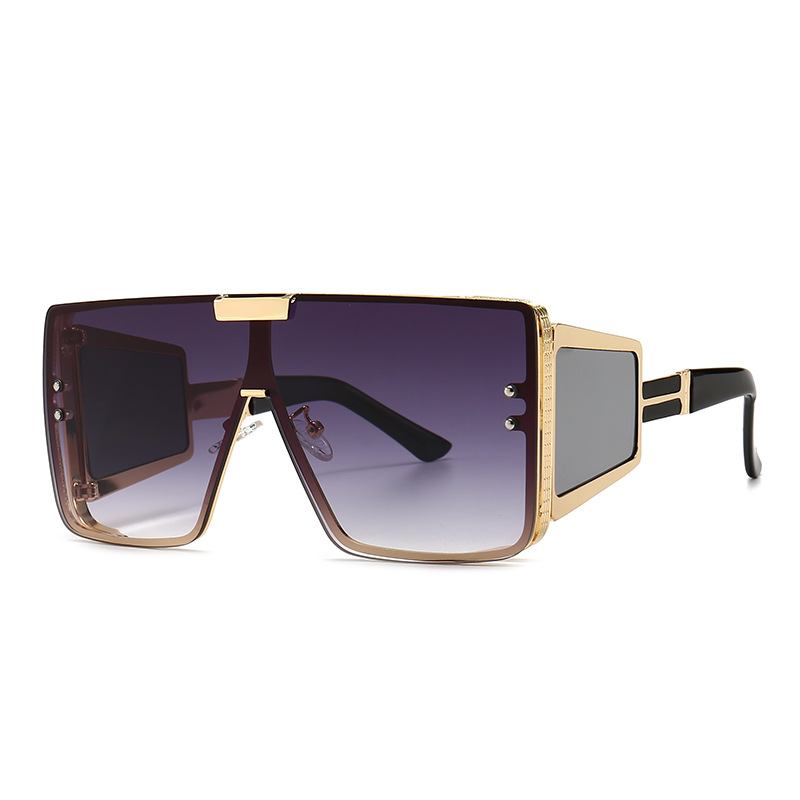 Flat-top Retro Oversized Frame Solglasögon Wide Leg Solglasögon Herr Flat-top Retro Oversized Frame Solglasögon Bred Leg Solglasögon
