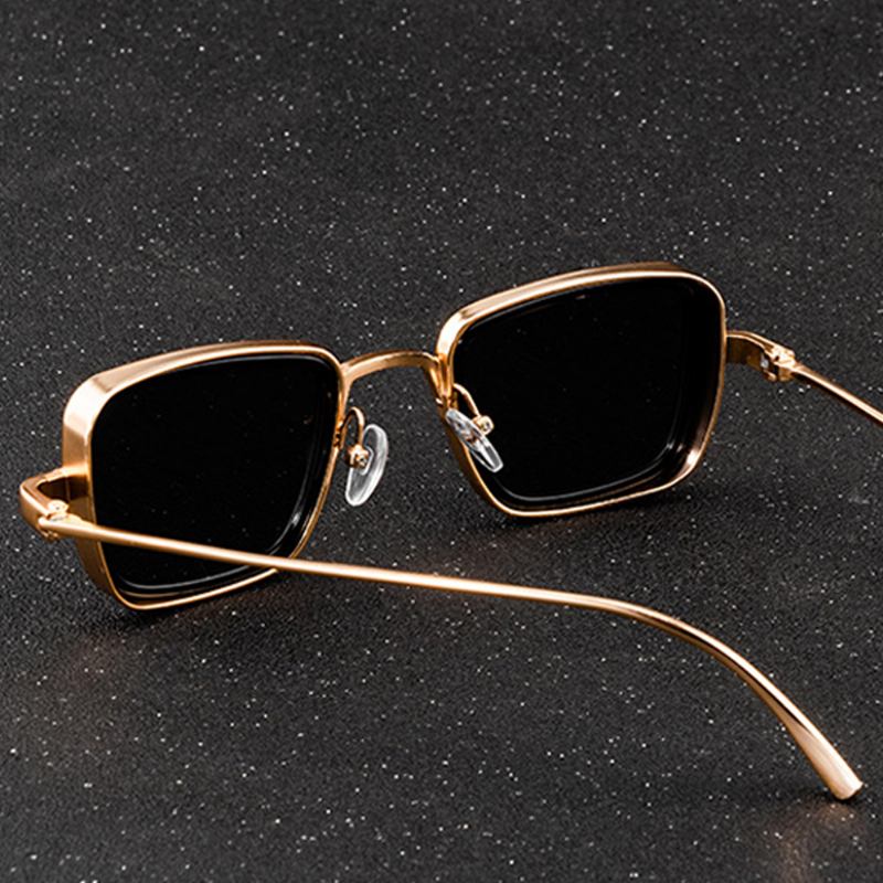 Män Retro Tjock Kant Metallram Trend Solglasögon Körning Utomhus Solglasögon