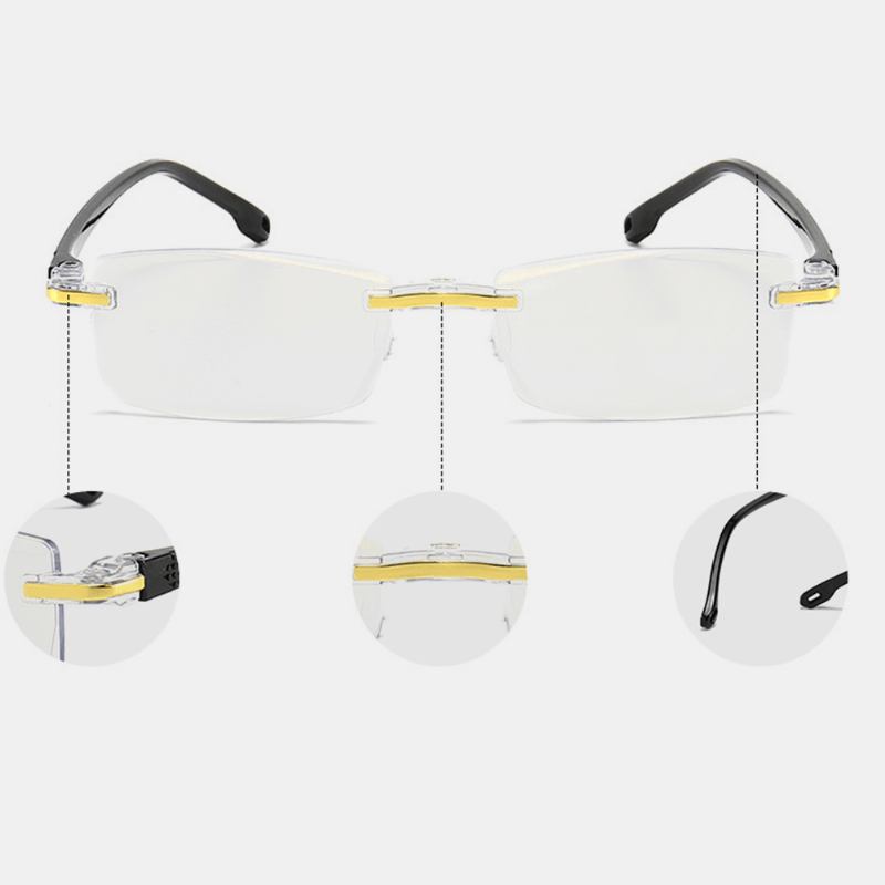 Unisex Anti-blue Light Ramlös Hd Diamanttrimning Dubbel Användning Läsglasögon Presbyopiska Glasögon