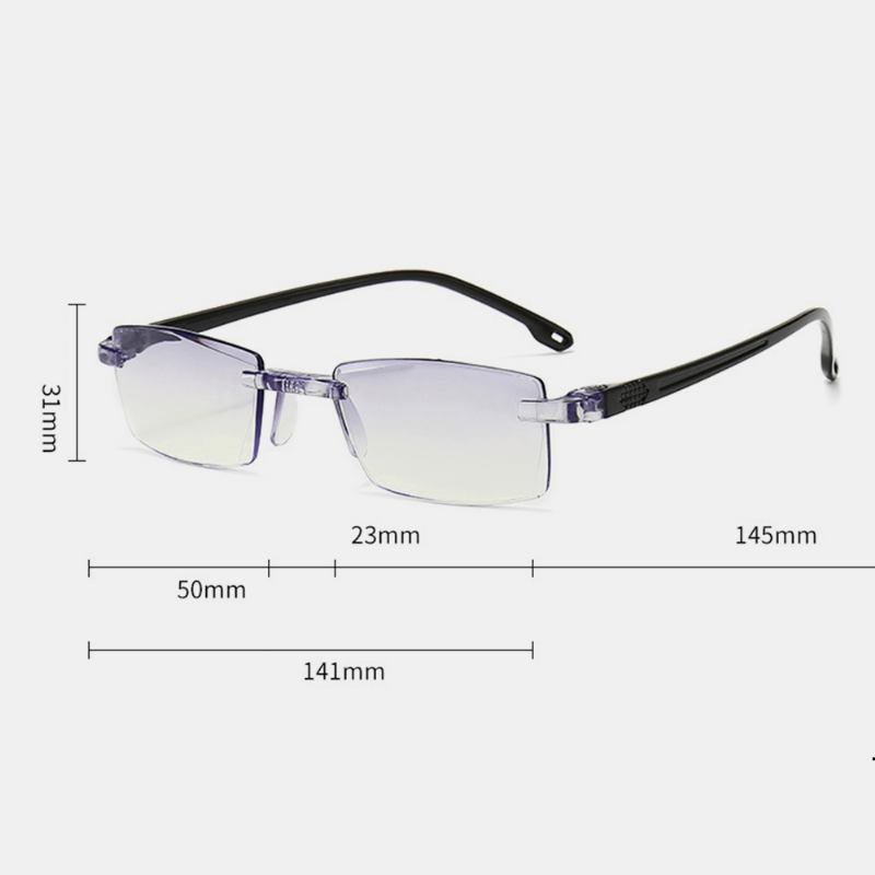 Unisex Anti-blue Light Ramlös Hd Diamond Trimming Bi-light Dual-use Läsglasögon Presbyopiska Glasögon