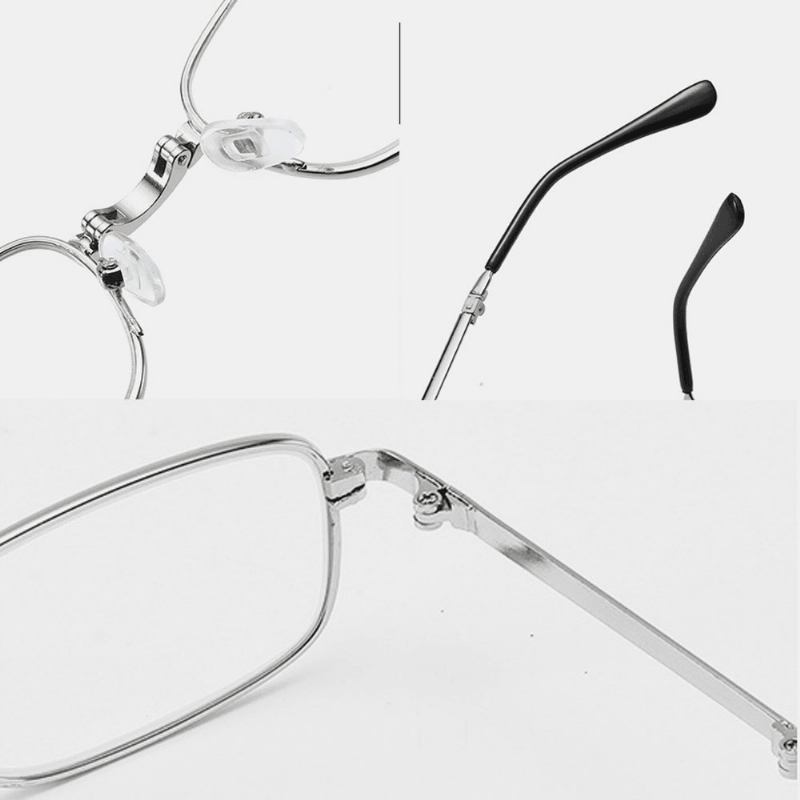 Unisex Bärbara Vikbara Anti-blå Glasögon Klassiska Metall Helbågar Anti-uv Läsglasögon Presbyopiska Glasögon