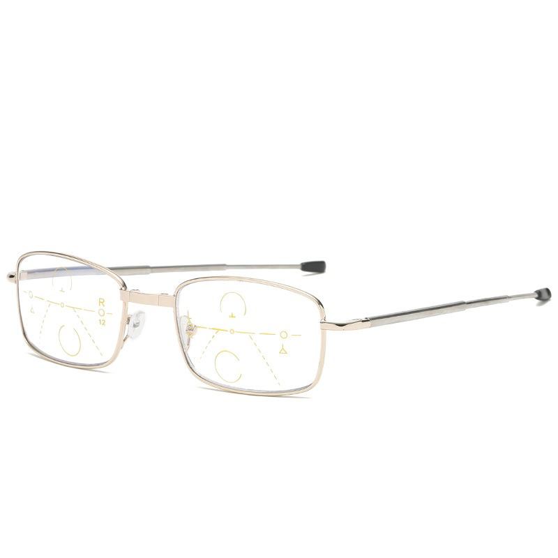 Unisex Hopfällbara Missfärgade Anti-blått Ljus Multi-focus Anti-fatigue Flexibla Fyrkantiga Läsglasögon