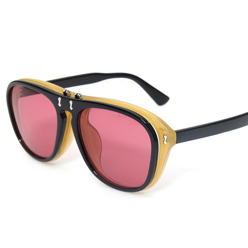 Uv400 Unisex Retro Personality Metal Frame Flip Solglasögon