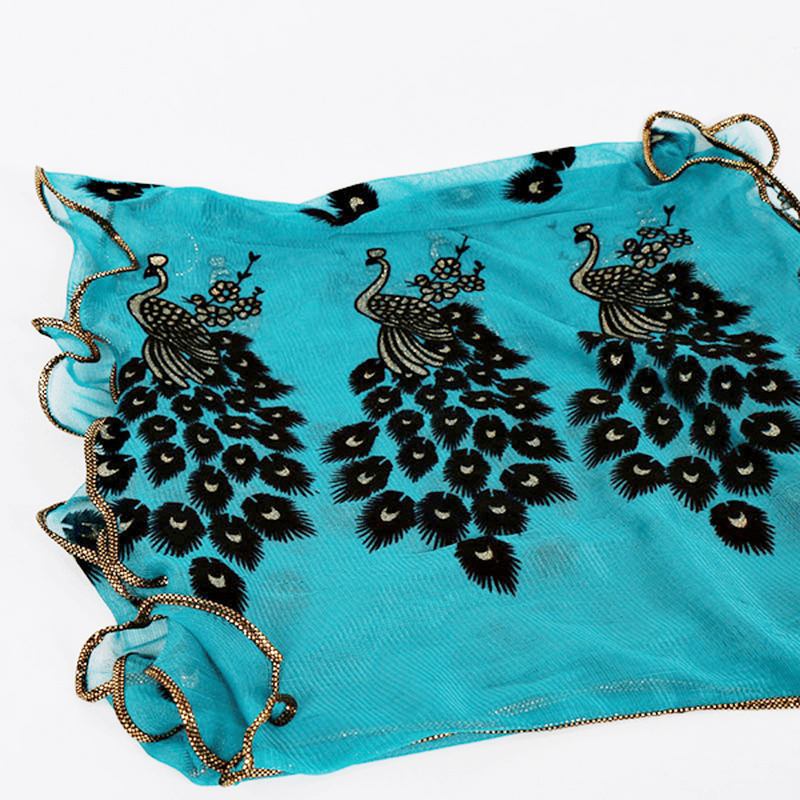 190 cm Kvinnor Peacock Mönster Spets Scarves Sjal Casual Rese Mjuk Scarf