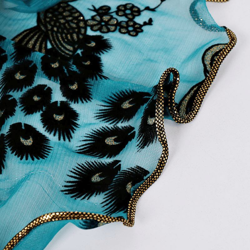 190 cm Kvinnor Peacock Mönster Spets Scarves Sjal Casual Rese Mjuk Scarf