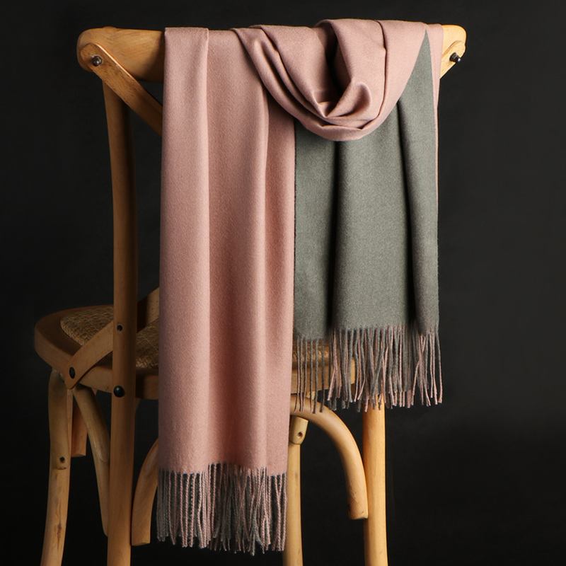 Dubbelsidig Cashmere Scarf Dam Vinter Koreansk Stil Wild Tofs Sjal