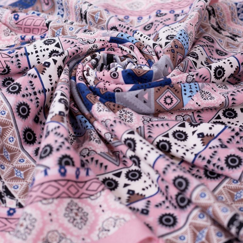Etnisk Stil Fransad Jacquard Fyrkantig Halsduk