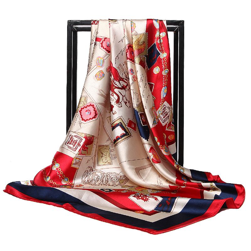 Europeisk Och Amerikansk Ny Siden 90 cm Fyrkantig Damscarf