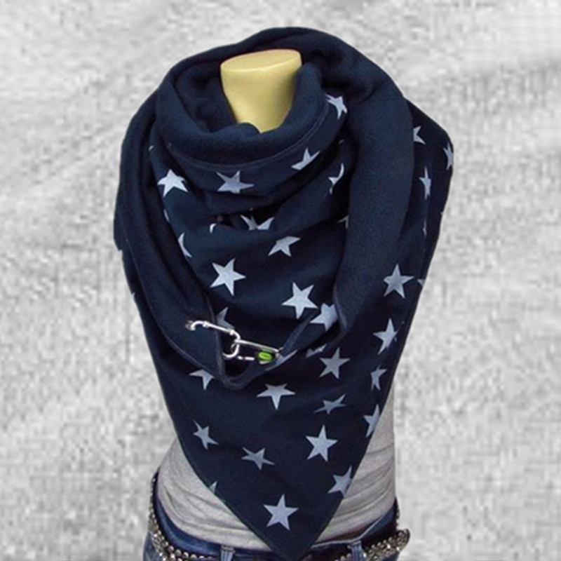 Kvinnor Bomull Plus Tjock Håll Varm Vinter Utomhus Casual Stars Mönster Multi-purpose Scarf Sjal