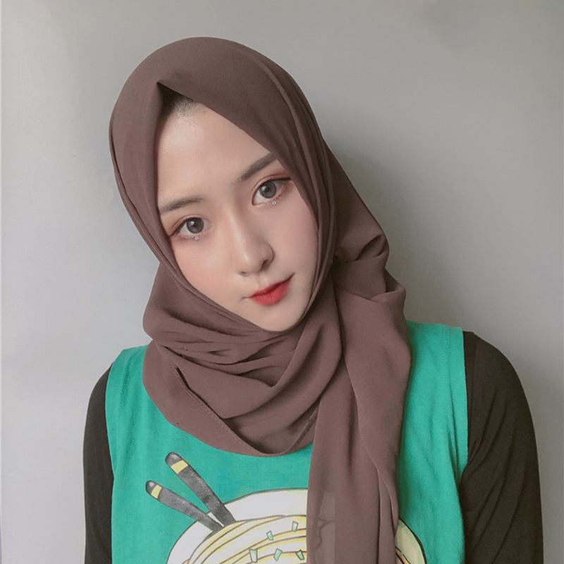 Kvinnor Enfärgad Scarf Hijab Chiffong Lång Scarf