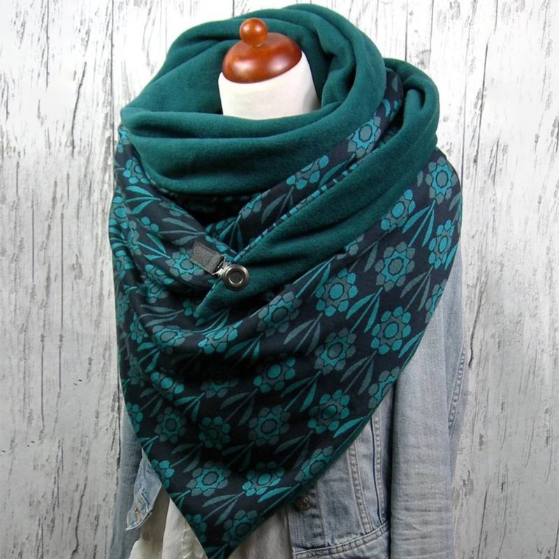 Kvinnor Plus Sammet Tjocklek Blommönster Mode Casual Vinter Utomhus Håll Värmen Scarf Sjal