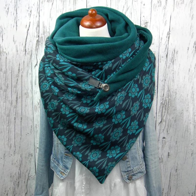 Kvinnor Plus Sammet Tjocklek Blommönster Mode Casual Vinter Utomhus Håll Värmen Scarf Sjal