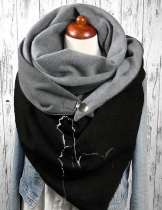 Mode Casual Katt Med Tryck Tjock Varm Sjal Scarf