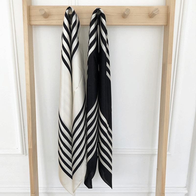 Mode Enkel Randig Siden Lady Scarf Sjal