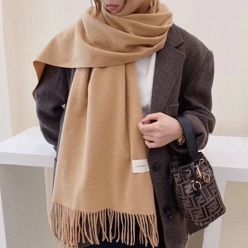 Ny Stil Tofs Imitation Cashmere Scarf Vadderad Sjal Kvinnor
