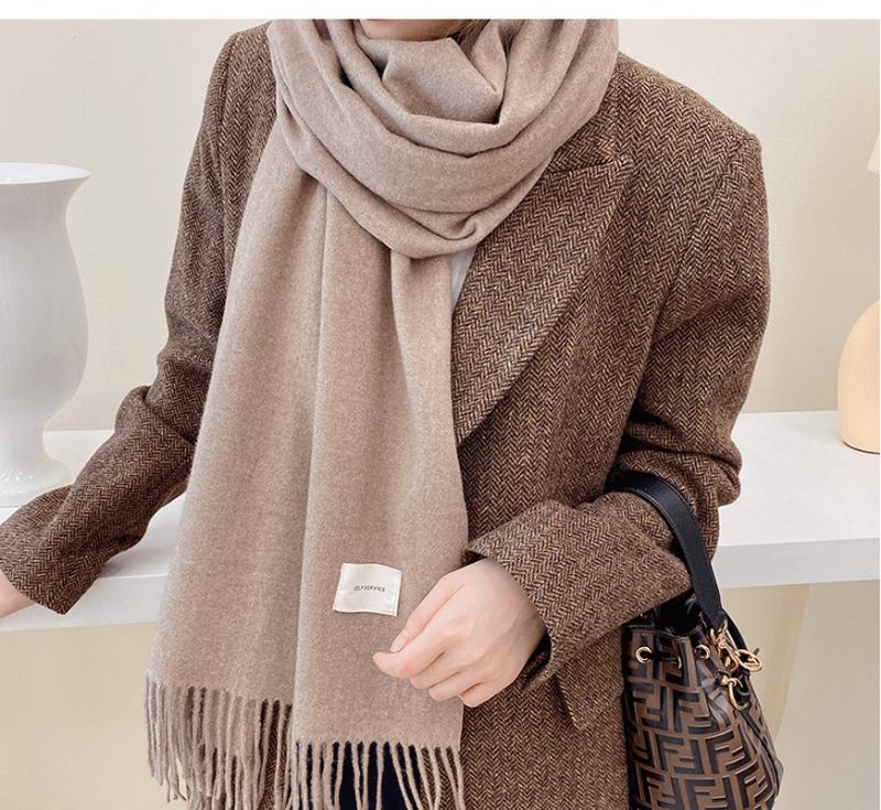 Ny Stil Tofs Imitation Cashmere Scarf Vadderad Sjal Kvinnor
