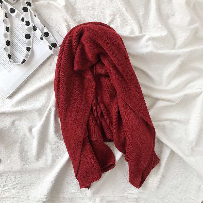 Ren Färg Stickad Wool Scarf Kvinnor Höst Och Vinter
