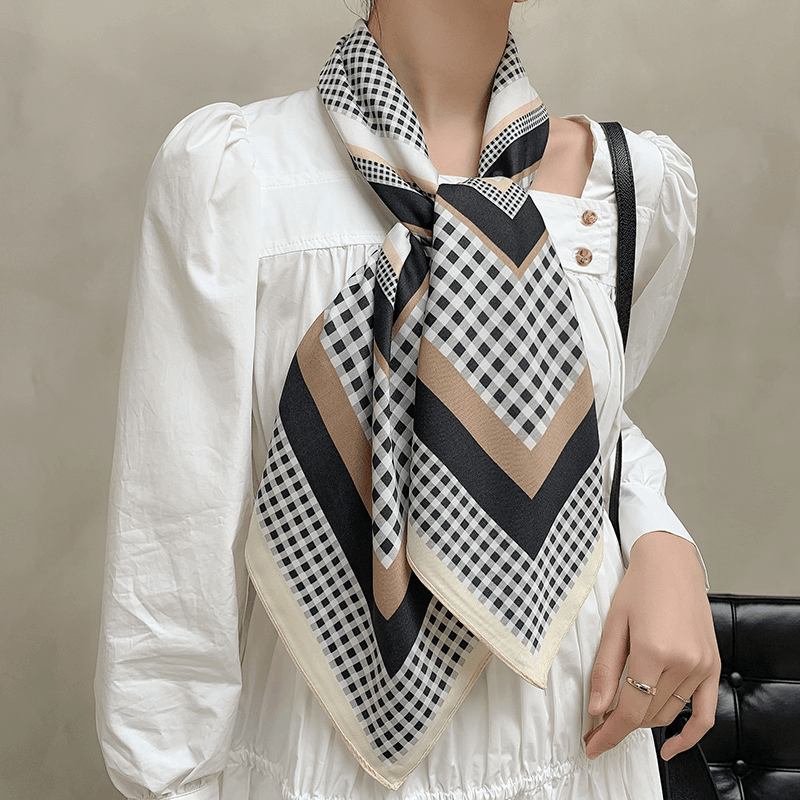 Retro Enkel Allmatchande Västerländsk Mode-temperament Twill-halsduk För Kvinnor