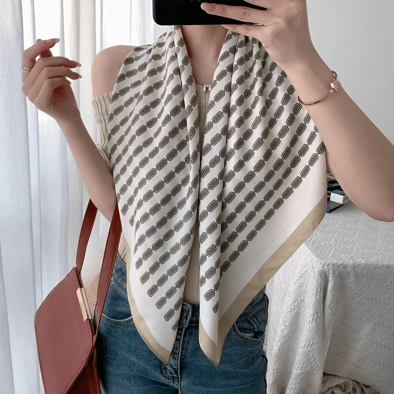 Retro Enkel Allmatchande Västerländsk Mode-temperament Twill-halsduk För Kvinnor