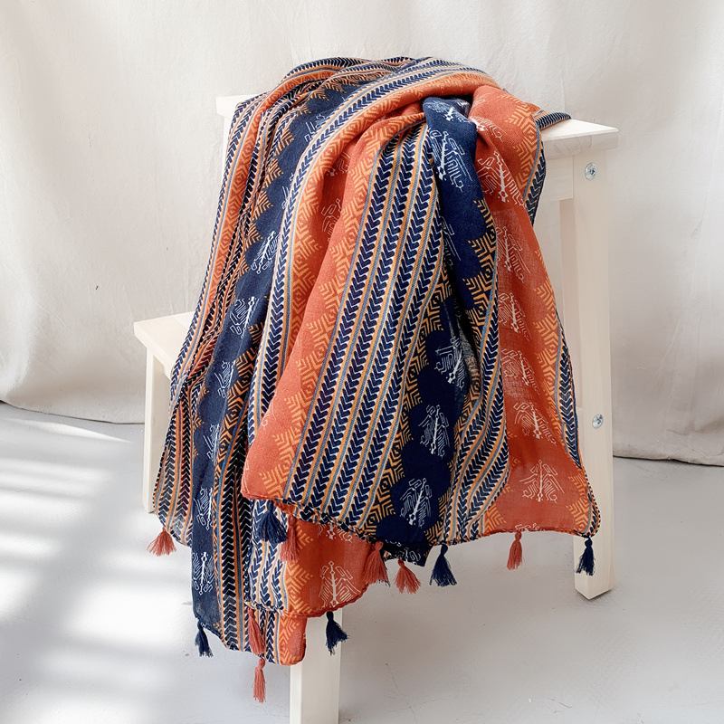 Scarf I Etnisk Stil Överdimensionerad Solskyddssjal Med Dubbla Användningsområden Mångsidig