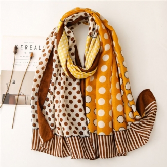 Scarf Litterär Retro Liten Prickcirkel Träfffärg Med Dubbla Användningsområden Bomull Och Linnekänsla