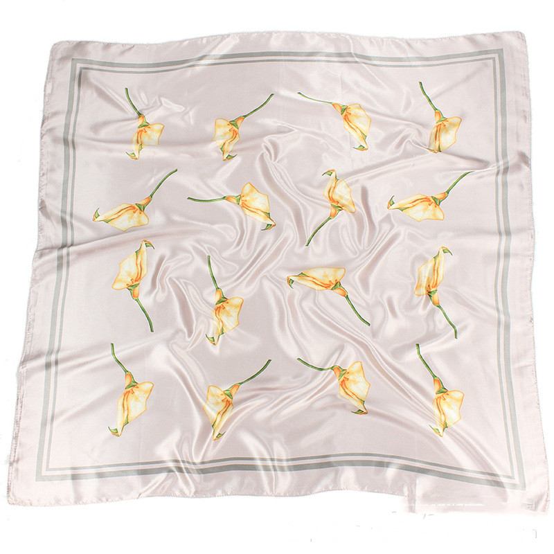 Silk Scarf Dam 90x90cm Siden Stor Fyrkantig Scarf