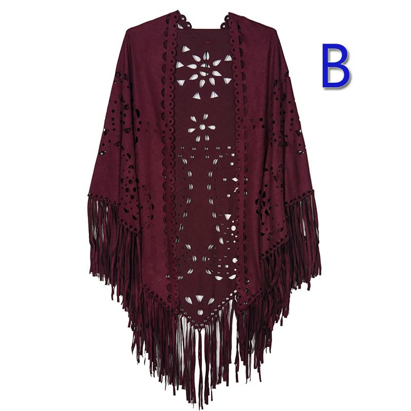 Stretch Mocka Fringed Sjal Cape All-match