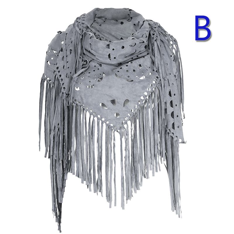 Stretch Mocka Fringed Sjal Cape All-match