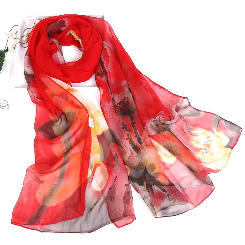 Summer Sunscreen Simulation Silk Beach Handduk All-match Scarf