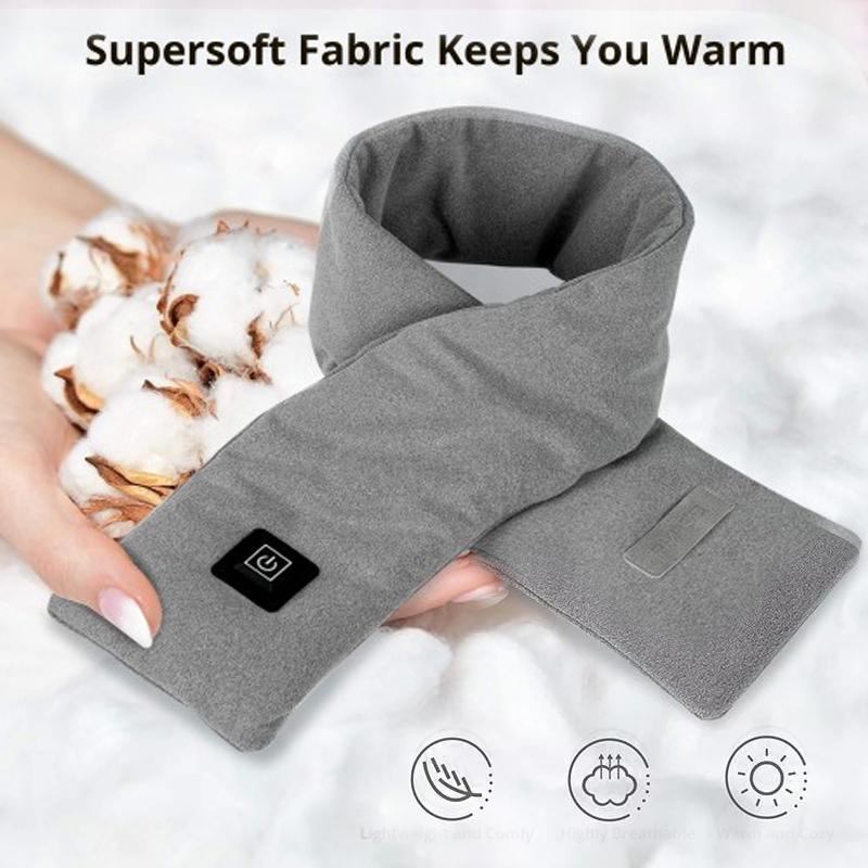 Unisex Fleece Bomull Smart Heating Scarf Usb Vinter Elvärmande Scarf Nackskydd Kallladdningssjal