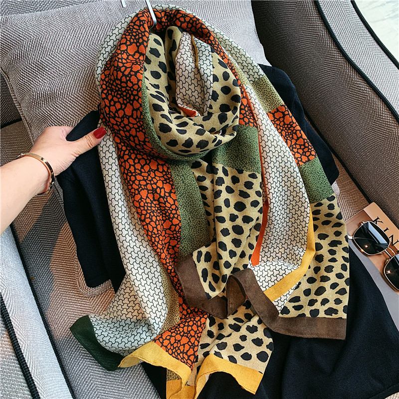 Vår Och Höst Mångsidig Scarf I Bomull Och Linne För Dam Sidensjalar