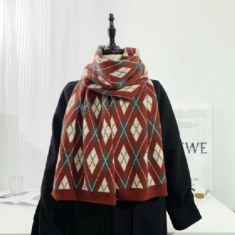 Varm Diamantgitter Lång Enfärgad Mjuk Scarf