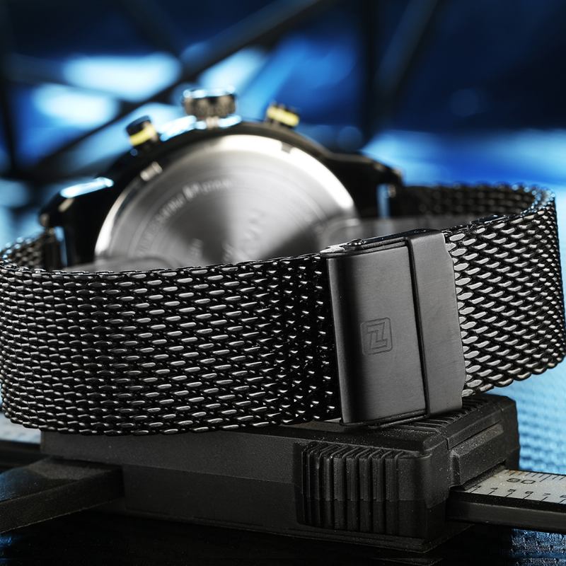 Armband I Rostfritt Stål Quartz Watches Vattentät Week Display Herrklocka