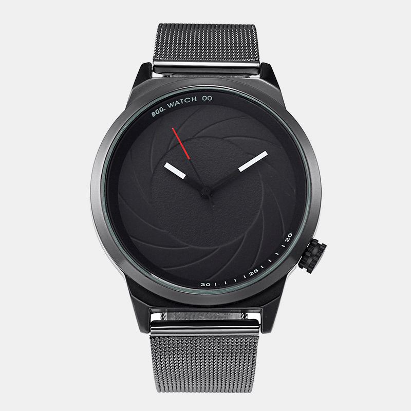 Bgg Mode Leather Mesh Rem Creative Dial Herrklocka Quartz Watch